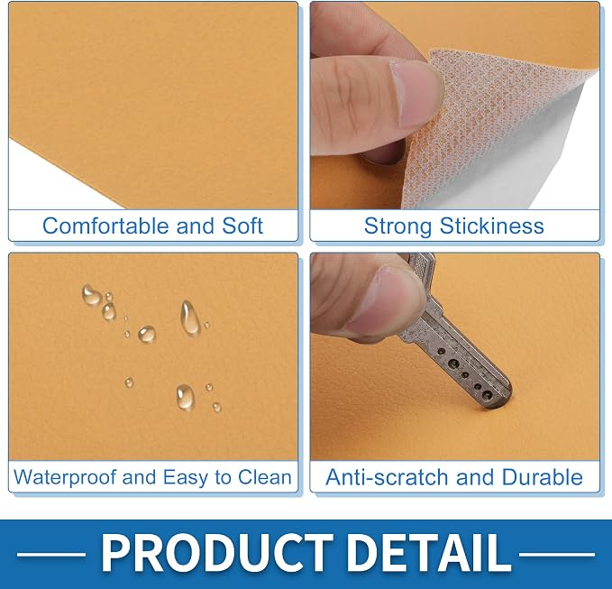 Self Adhesive Leather Repair Patch Strong Stickiness 39"x53.9" Leather Repair Tape PVC Faux Leather Khaki 1 Pcs