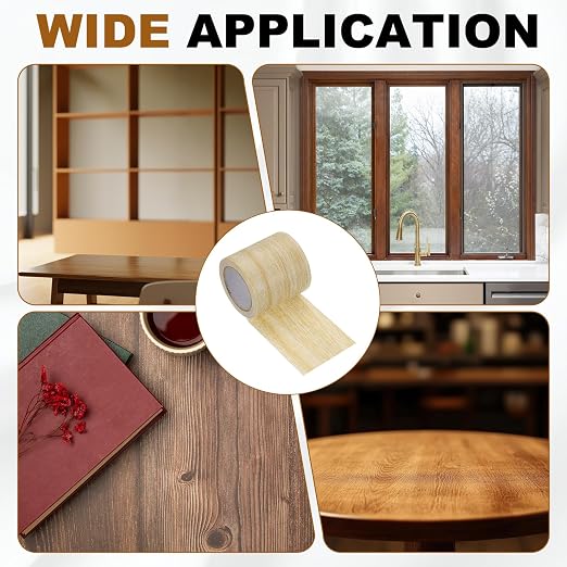 uxcell Wood Grain Repair Tape, 2.2" x 15ft Self Adhesive Wood Grain Colored Duct Tape Waterproof Repair Patch for Furniture Floor Scratch Fix, Baseboards, DIY Decor, Light Yellow