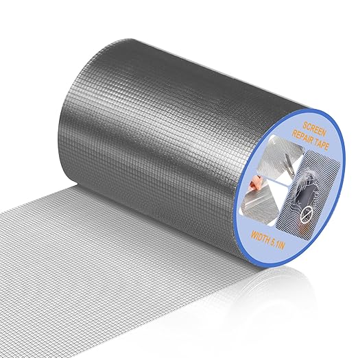 CroBlissful Extra Wide 5 inch x 30 ft Window Screen Tape Mesh Repair Strong Adhesive Waterproof Fiberglass Screen Repair Kit Patch for Window Door Tears Holes(Gray)