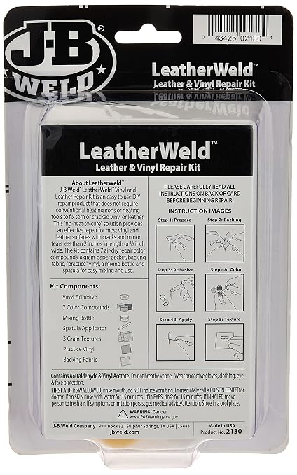 J-B Weld 2130 Vinyl and Leather Repair Kit, 3 oz, Black