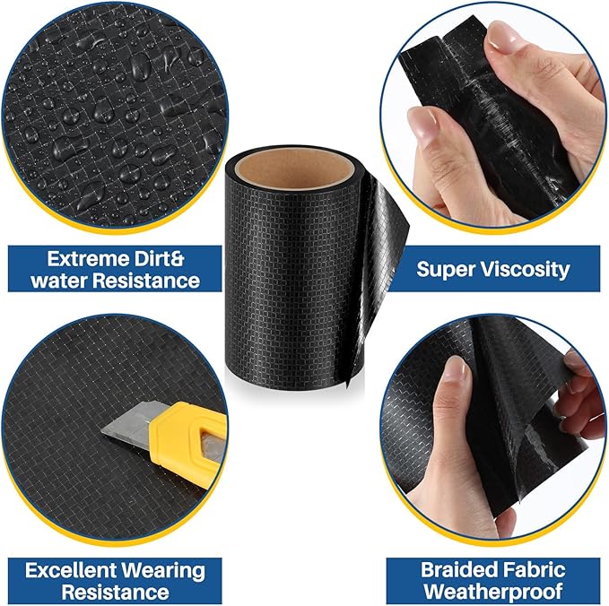 Pushglossy 2 Rolls RV Underbelly Tape 7.87" x 40 ft Waterproof Repair Belly Tape with Permanent Sealing Adhesive for Mobile Home, Camper Travel Trailer, RV Roof & Tear Repair Patch