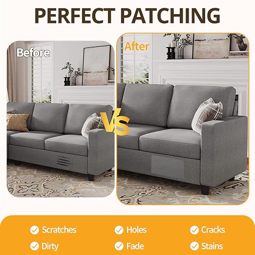 Fabric Repair Tape, Self-Adhesive Couch Patch Repair Fabric Patches for Furniture, Couch Repairing Kit Tape for Upholstery, Carpets, Chairs, Sofas, Pillows Linen 4x80 Inch Beige