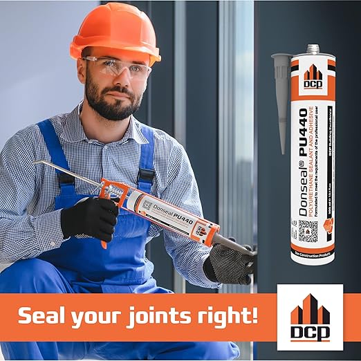 DCP Donseal PU440 Polyurethane Concrete Sealant 12 Pack– Non-Sag Concrete Caulk for Joints, Walls, Sidewalk, and Foundation, 10.1 fl. oz. Cartridge – White