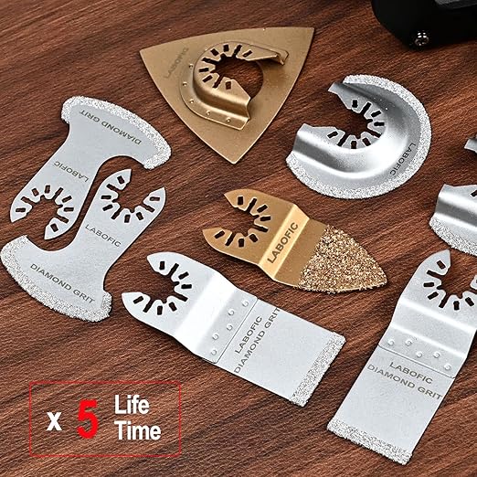 6Pcs Diamond Oscillating Blades, Universal Grout Oscillating Multi Tool Blades for Grout Removal, Cleaning Mortar, Soft Tile Cut