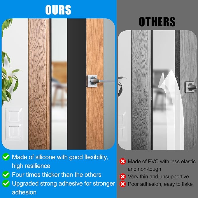 Draft Seal Tape for Doors and Windows 2 in x 10 Ft Silicone Weather Stripping Extra Thick 2mm Door Seal Strip with Strong Adhesive Draft Insulation Stopper Side Seal - Black
