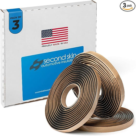 Second Skin Butyl Tape – 3 Roll (20ft x 1/2” x 1/4”) | Black Butyl Sealant Tape for RV, Auto, Marine, Headlight Repair, Window Glazing Tape | Weatherproof & Waterproof, Indoor & Outdoor, Made in USA