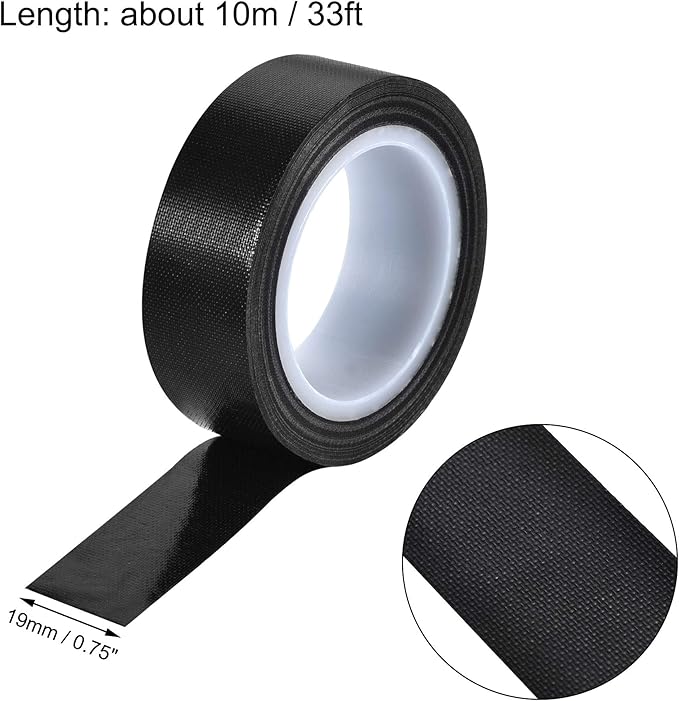uxcell Heat Resistant Tape High Temperature Heat Transfer Tape PTFE Film Adhesive Tape 19mm Width 10m 33ft Length Black