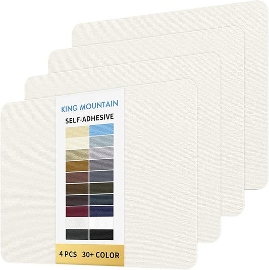 KING MOUNTAIN Canvas Repair Patch 9 x11 Inch 4 Pcs Self-Adhesive Waterproof Fabric Patch for Sofas, Tents, Furniture,Tote Bags, Car Seats (Off White)
