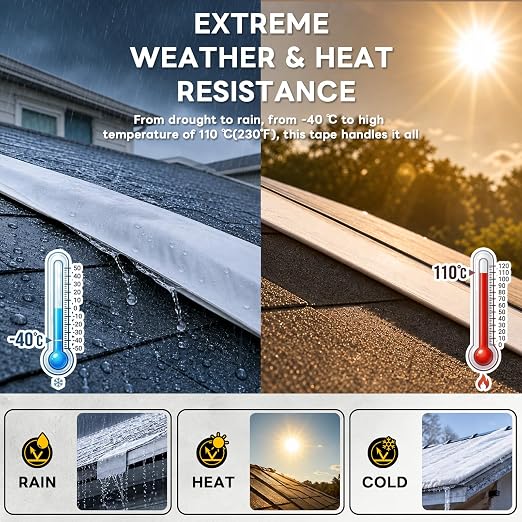 Waterproof White Butyl RV Roof Sealant Tape 4" x10', 40 mil Thick Patch | Reinforced Long-Lasting Repair Leaks, Heat/Weather Resistant for RVs, Roofs, Window, Boats, Vinyl Siding, Gutters, Walls