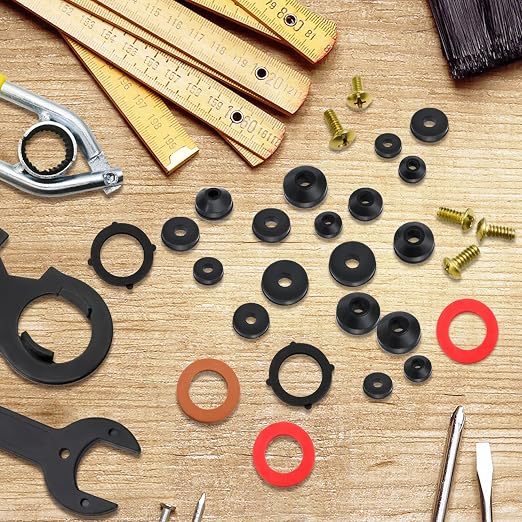 XBVV 32 Size 258 PC Faucet and Plumbing Rubber Washers Assortment Kit for Assorted Garden Hose Valve Spigot Adapter Splitter Outdoor Faucet Bibb Shower Hose Gasket Repair