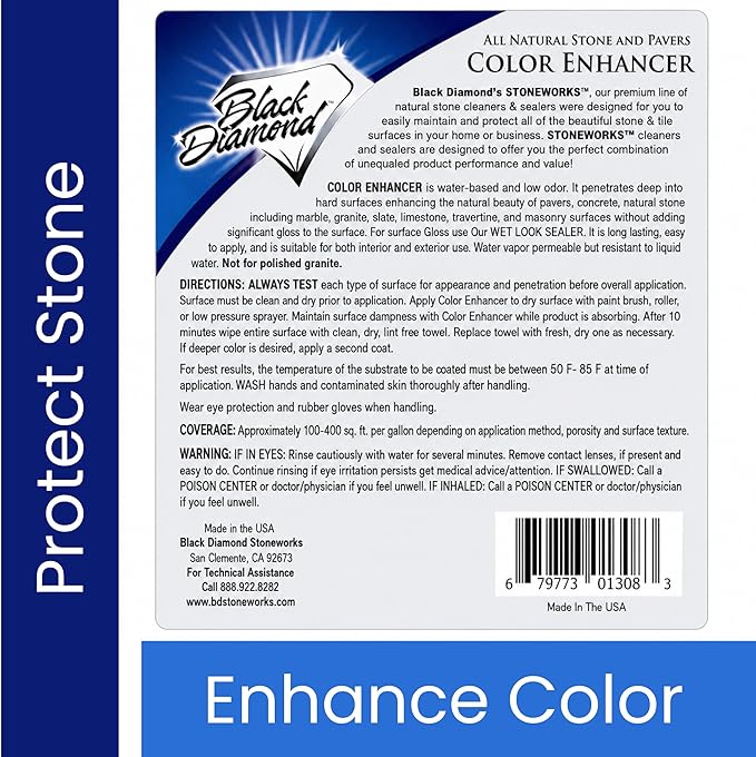 Color Enhancer Sealer for All-Natural Stone and Pavers. Marble, Travertine, Limestone, Granite, Slate, Concrete, Grout, Brick, Block. (4 Gallons)