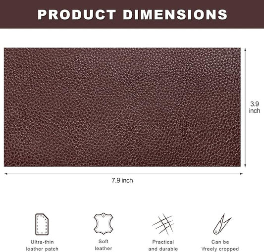 2 PCS PU Leather Patch for Car Seat Repair, 8 × 4 Inch Waterproof Auto Upholstery Cuttable Patches, Self-Adhesive Seat Leather Tape Portable Repair Kit for Vehicles (Dark Coffee)