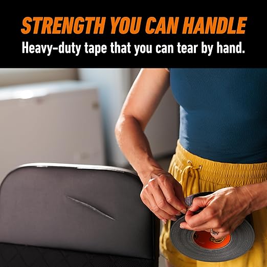 Gorilla Duct Tape, Black Tape, 1.88" x 50 yd (Pack of 6) - Heavy Duty and Weather Resistant for Indoor or Outdoor