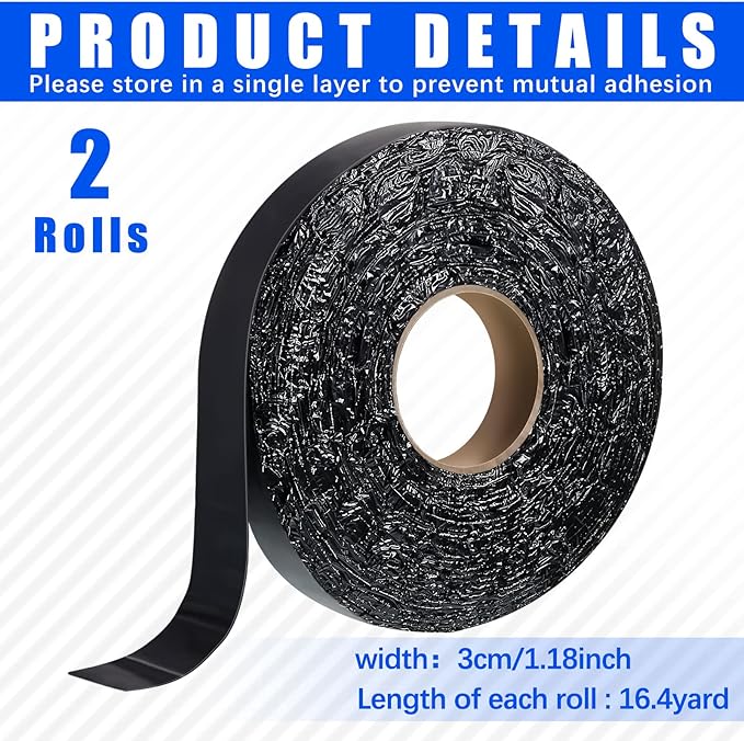 Fabbay 2 Rolls 4 Inch Asphalt Crack Filler Tape Asphalt Tape for Driveway Repair Joint and Crack Sealer for Tarmac Parking Lot Roof Cement Road, 50 Feet Each Roll