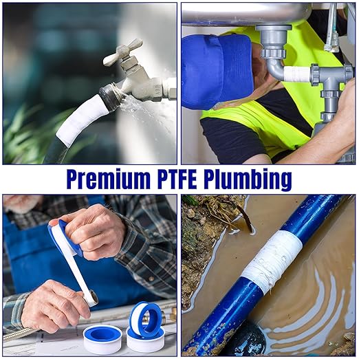 Pushglossy 150 Rolls PTFE Tape 1/2 x 520 Inches Plumbers Waterproof Sealant Plumbing Tape for Shower Head Repairing Water Pipe Sealing (White)