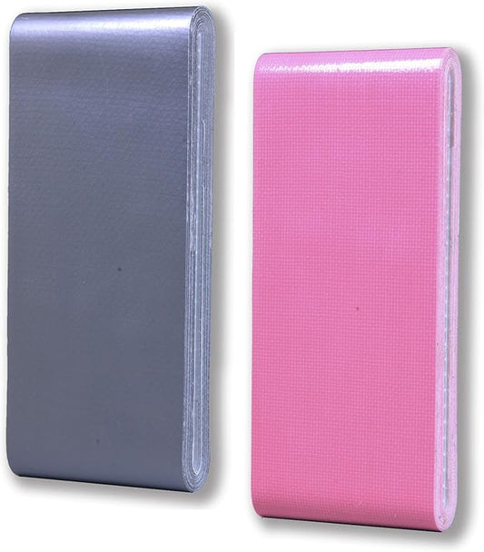 Travel Size Duct Tape Colors 2-Pack (Silver & Bubble Gum Pink) - Pocket Size Flat Mini Roll - for Repairs Outdoors Emergency Crafts - 1.88 inch x 5 Yards per Pack