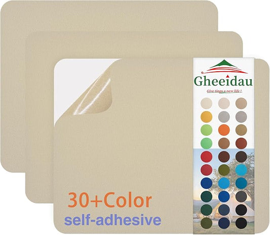Gheeidau Canvas Repair Patch 9×11 Inch 3Pcs Waterproof Self-Adhesive Fabric Repair Patch for Tents,Boat Cover,Pop Up Canopy,Patio,Bags,Car Seats,Sofas,Furniture Cover (Beige)