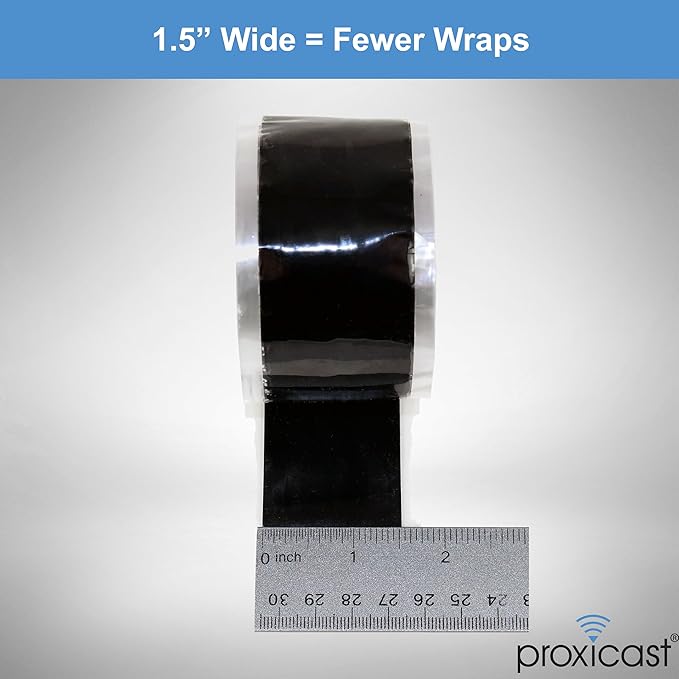Proxicast Pro-Grade Extra Strong 30mil Weatherproof Self-Fusing Silicone Rubber Sealing Tape For Outdoor Antenna Coax & Electrical Cables, Hose/Pipe Leaks & Emergency Repairs (1.5" x 15' roll) - Clear