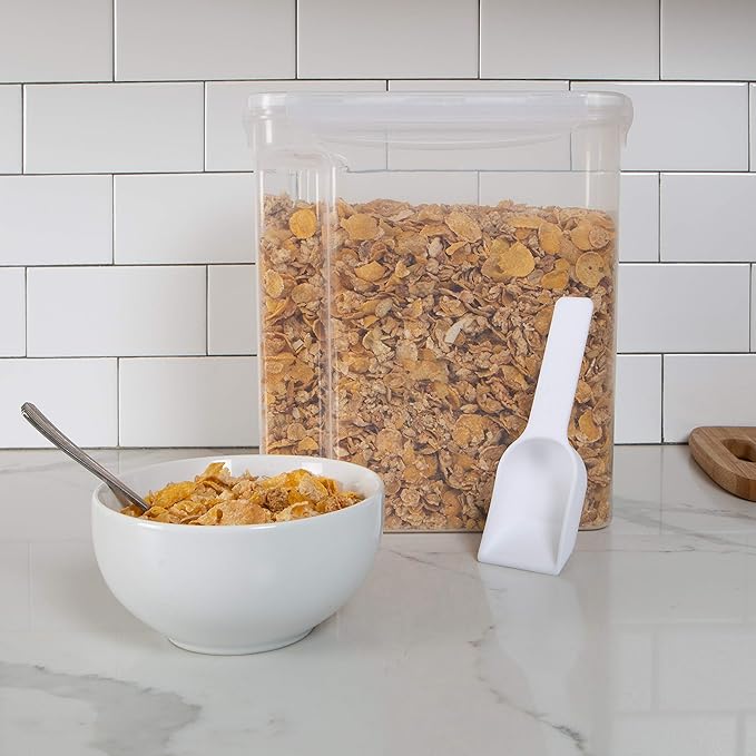 Kitchen Details 2 Pack Cereal Container with Scooper | Medium | Airtight | Food Tin | Keeps Fresh | Kitchen & Pantry Storage Organizers | Clear