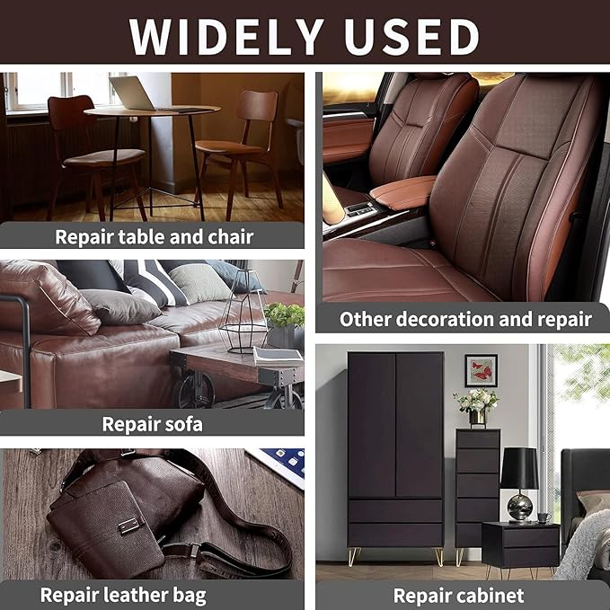 Leather Repair Patch, 17X158 Inch Self Adhesive Leather Repair, Large Vinyl Patch Tape for Couches, Furniture, Car Seats, Cabinets, Wall, Handbags （Dark Brown, 17X158 Inch）