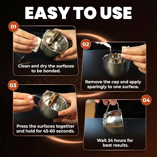 Metal Super Glue Heavy Duty 2oz Clear CA Glue for Metal Stainless Steel Aluminum Brass Jewelry, Instant Cyanoacrylate Adhesive Bonding High Strength Superglue Liquid with Precision Tip Waterproof