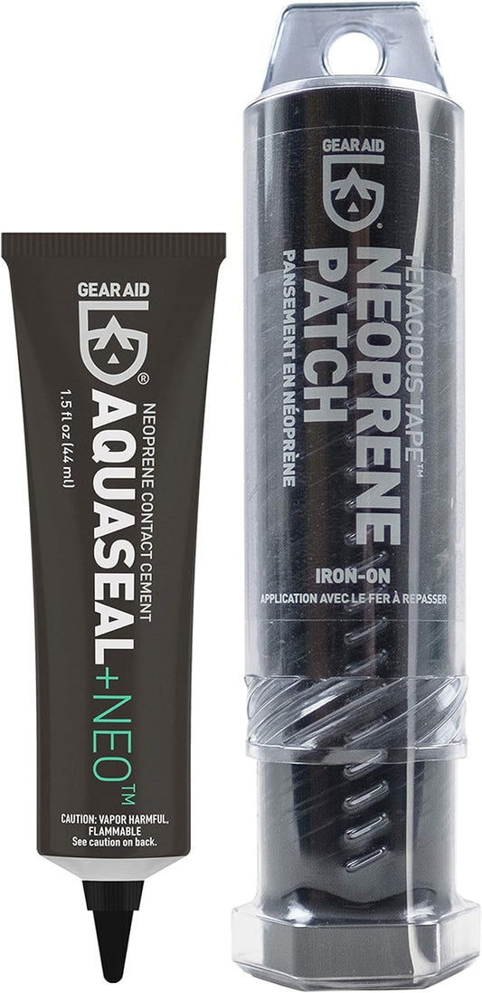 GEAR AID Wetsuit Repair Kit with Iron-On Neoprene Patch and Glue, Fix Seams and Tears