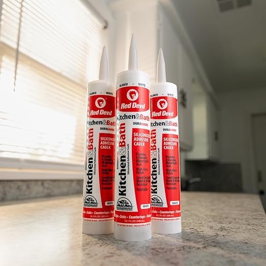 Red Devil 040620 Duraguard Kitchen & Bath Siliconized Acrylic Caulk, 10.1 oz., Biscuit, 1 Pack, Made in USA