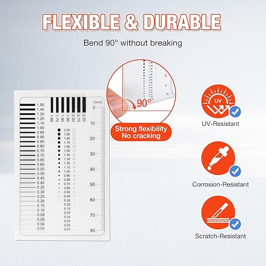 Concrete Crack Width Ruler, Clear Crack Width Gauge High-Precision Measurement Tool for Precise Inspection of Surface Defects (1 Piece)