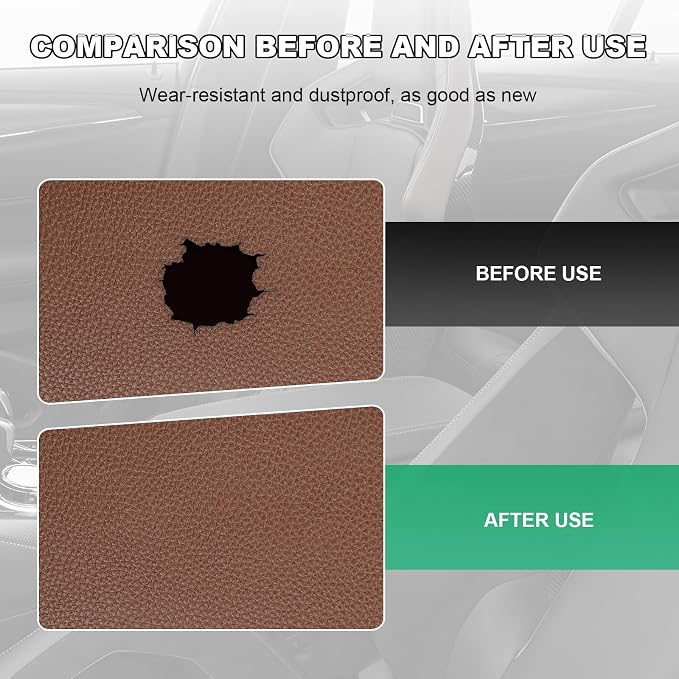 2 PCS Leather Repair Patch Tape, 4 x 8 Inch PU Vinyl Repair Patches for Car Upholstery Seat, Waterproof Self Adhesive Leather Tape Repair Kit for Furniture Couches Chairs (Light Coffee)