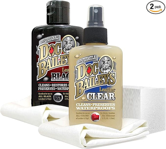 Black & Colored Leather Cleaner and Conditioner Bundle for Bags, Boots, Saddles & Car Interior - 4oz, 2 Packs