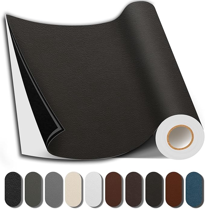 Shagoom Leather Repair Patch, 17X79 inch Strong Sticky Repair Patch Self Adhesive Waterproof, DIY Large Vinyl Patches for Couches, Furniture, Sofa, Car, Chair (Coffee, 17X79 inch)