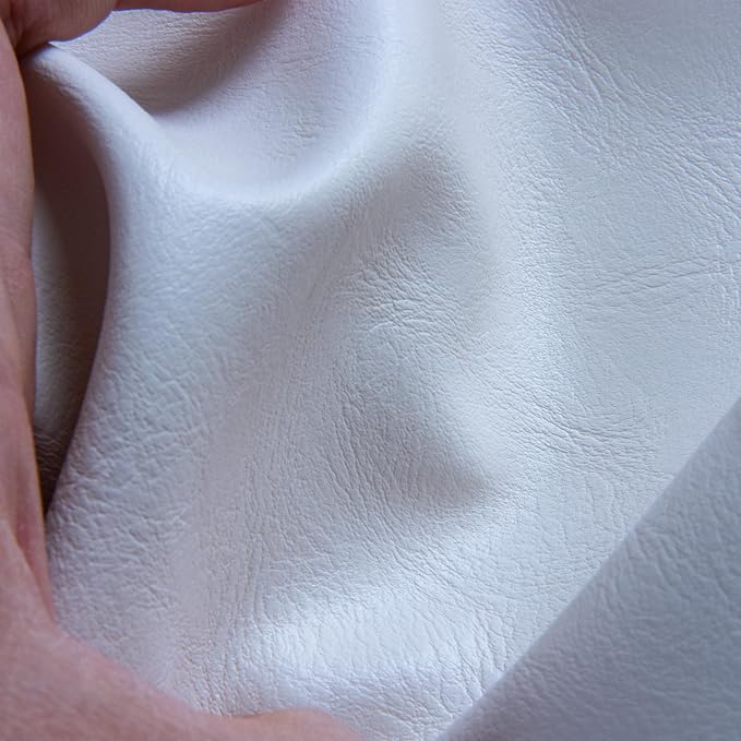 Faux Leather Fabric Sheet, 12 x 54 Inches, Texture Synthetic Material for DIY Crafts, Leather earings,Upholstery, Automotive, Sofa Projects Individual 1/3 Yard Cut (White, 1/3 Yard)