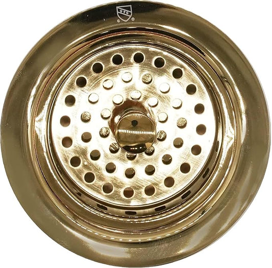 Westbrass D2145-01 3-1/2" Post Style Large Kitchen Sink Basket Strainer, Polished Brass (2-Pack)