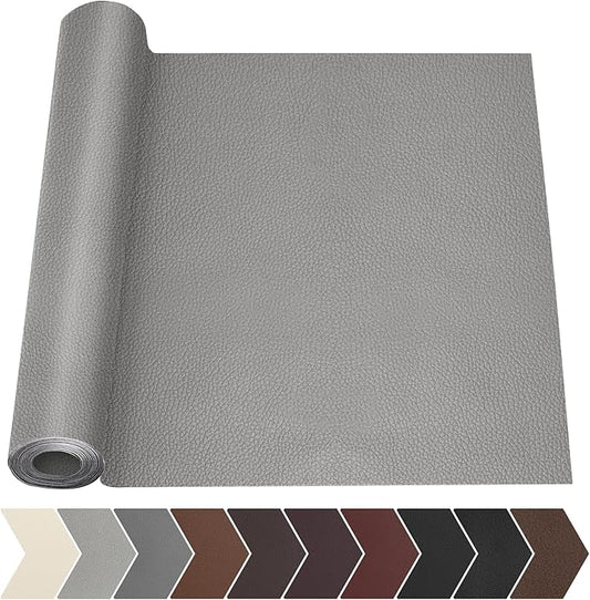 Leather Repair Tape, 17 X 79 in Leather Repair Kit for Furniture, Self Adhesive Repairing Patch Large Vinyl Patch Tape for Sofa, Car Interior, Couch, Car Interior, Car Seats(Gray)