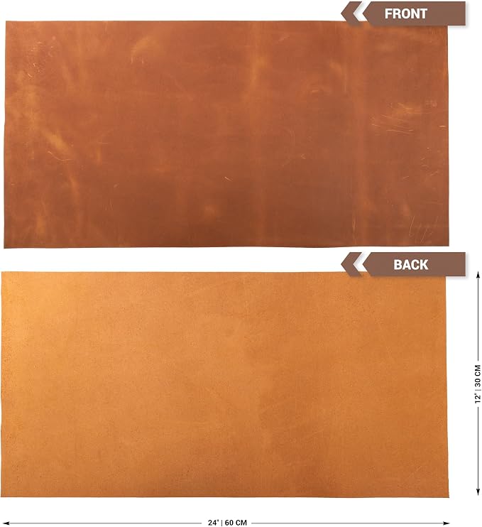 Shkira 12''X24'' Genuine Light Brown Leather Sheets for Crafts - Square - 2.0MM Thick Genuine - Thick Cowhide Pieces Square - Leather Sheet for Arts and Crafts