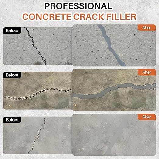 Concrete Crack Filler, Self-Leveling Magic Crack Filler for Concrete, Waterproof Repair Sealant for Cement Driveways, Patio, Sidewalk, Indoor & Outdoor, High Elasticity and Quick-Drying-4PCS