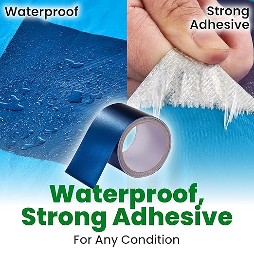 Awning Covers & Tarp Repair Tape - Waterproof Self Adhesive Patch Repair Kit | Patch Tapes for Awnings, Outdoor Canopies, Patio Window Awnings, Gazebos, Tents, RV, Canvas, Boat Covers (Blue, 5 Inch)