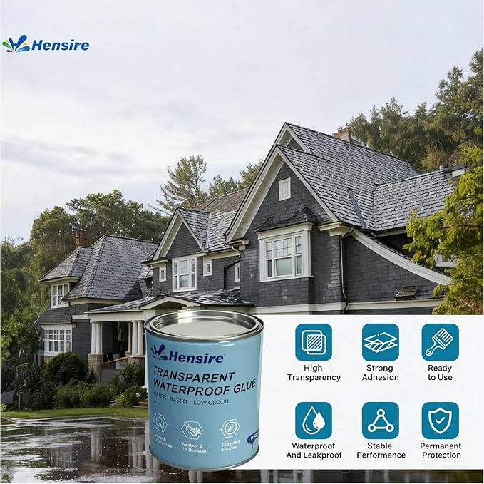 Hensire Transparent Waterproof Sealant, 17oz Water-Based Clear Coating for Leak Repair, Invisible Protective Seal for Roof, Wall, Wood, Concrete, Tile, Indoor & Outdoor Use