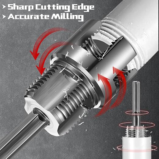 2 Pcs Pipe Thread Cutting Tool Integrated Internal & External Pipe Threading Tool Electric Drill Compatible PVC Tube Threader Kit, 1/2", 3/4", 1'' Tube Sizes Rethreading Kit(2 Sizes, Silver)