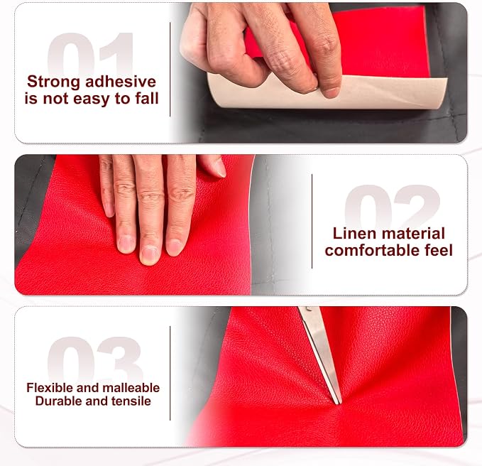 PATIKIL Leather Patches Tape for Furniture, 3.2 x 61 Inch Self Adhesive Vinyl Leather Repair Kit Cover Sheet for Couch, Sofa, Car Seats, Office Chair, Deep Coffee