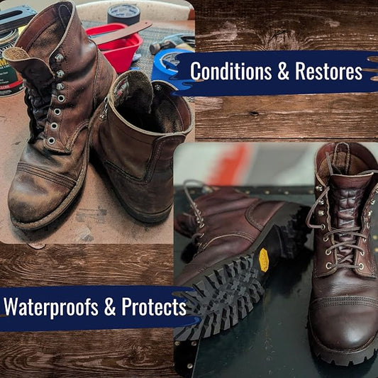 Huberd's Shoe Grease – Leather Conditioner & Waterproofer Since 1921 | 7.5 oz can. Beeswax & pine tar formula. Waterproofs, conditions & softens boots, shoes, saddles, bags, and leather gear.