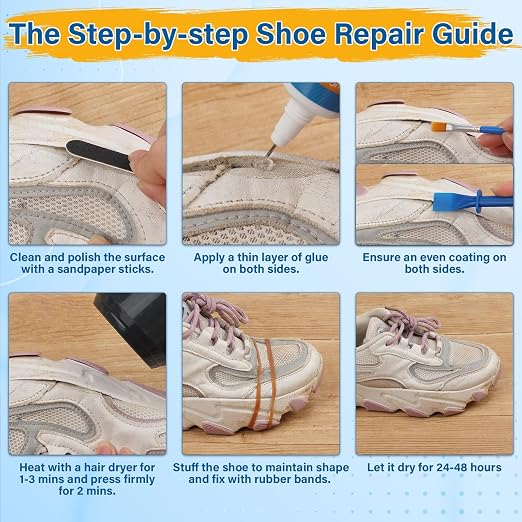 Shoe Glue | 5 x 15 ML Tube Clear Adhesive Glue Shoe Care Kit Repairs Soles, Heels, Patches Small Holes | Instant Bond, Dries Within 24 Hrs, Waterproof | Works on Leather, Rubber, Vinyl, Canvas