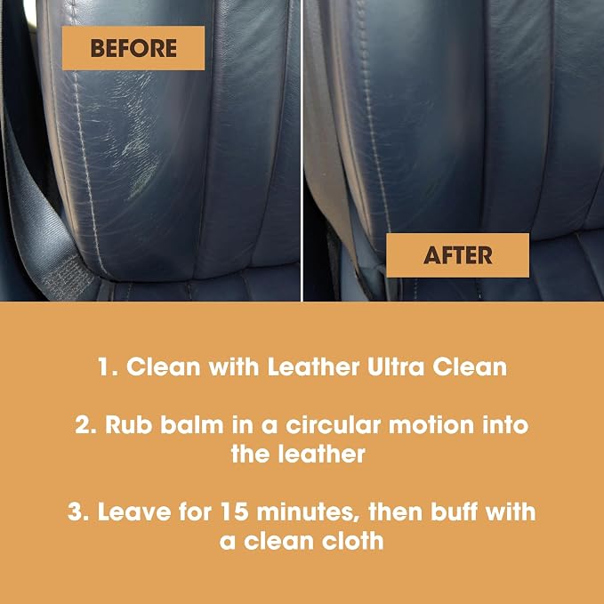 Furniture Clinic Leather Easy Restoration Kit | with Leather Recoloring Balm, Cleaner, Sponge, and Cloth | Leather Repair Kit for Scratched and Faded Furniture (Cream)