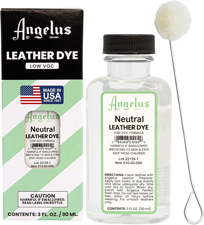 Angelus Leather Dye - Flexible Leather Dye for Shoes, Boots, Bags, Crafts, Furniture, & More 3oz, Dauber Included (Neutral)