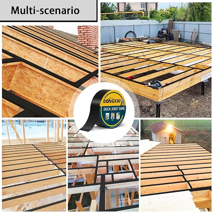 Dongxw 4 Packs Deck Joist Tape, 2" x 50' Waterproof Butyl Joist Tape for Decking 2inch, Flashing Tape Self-Adhesive Joist Tapes for Decks Beams Extend Wood Deck Life