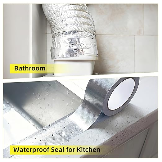 2 Inch x 65 Ft Fiberglass Reinforced Aluminum Foil Tape, Heavy Duty HVAC Foil Tape for Dryer Vent, Ductwork, Metal Repair, Heat & Moisture Resistant, Silver