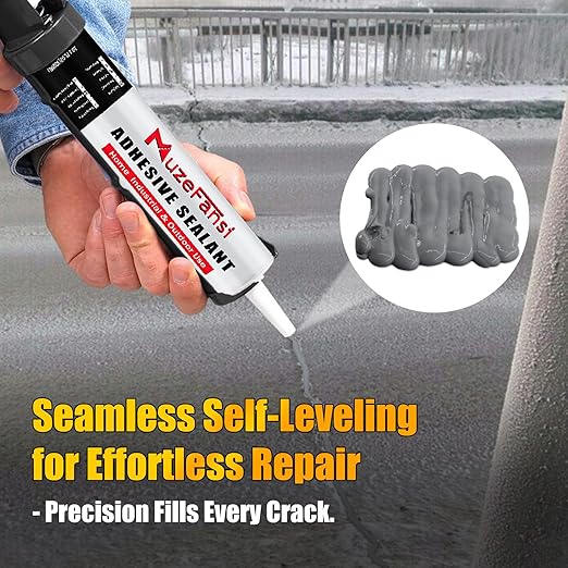 Cement Crack Filler, Concrete Crack Repair Sealant,Flexible Self-Leveling Sealant for Horizontal Surfaces, 10.1 fl. oz (4 Pack, Gray)