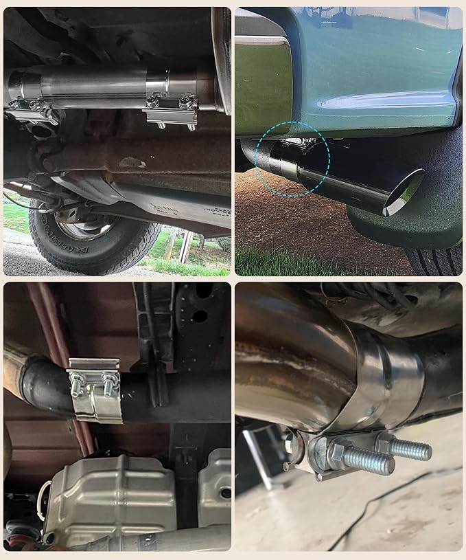 bylikeho Exhaust Clamp,Car Accessories 4" 3" 2.5" 5" 3.5" 2.75" Lap Joint Exhaust Band Clamp Sleeve Coupler,Stainless Steel Exhaust Pipe Clamp for Exhaust System,Exhaust Tubing Connection (4")