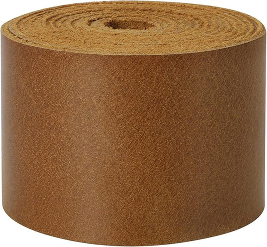 Ringsun 2 Inches Wide Flat Leather Straps for Crafts, Full Grain Leather Strips Cord String for Crafts, Tooling (2mm Thick 72.5 Inches Long Bourbon Brown)