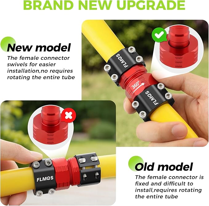 Garden Hose Repair Kit with Upgraded Tight Clamp - 3 Sets Heavy Duty Aluminum Alloy Hose Connector, Fit for 5/8" Hoses, Includes 6 Extra Washers - Leak-Proof Easy Fix (Red)